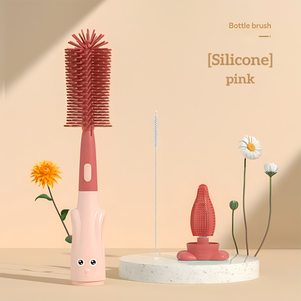 ৩-ইন-১ ফিডার বোতল ক্লিনিং সিলিকন ব্রাশ | 3-in-1 Feeder Bottle Cleaning Silicone Brush